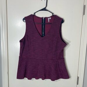 Elle Women’s Purple Sleeveless Peplum Top Plus Size XXL‎